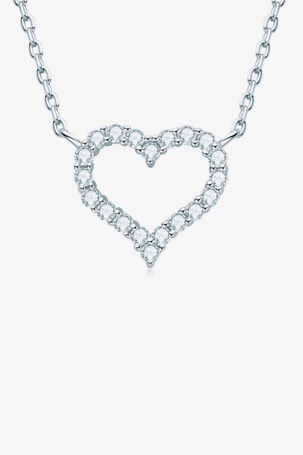 Adored Moissanite Platinum-Plated Heart Necklace.