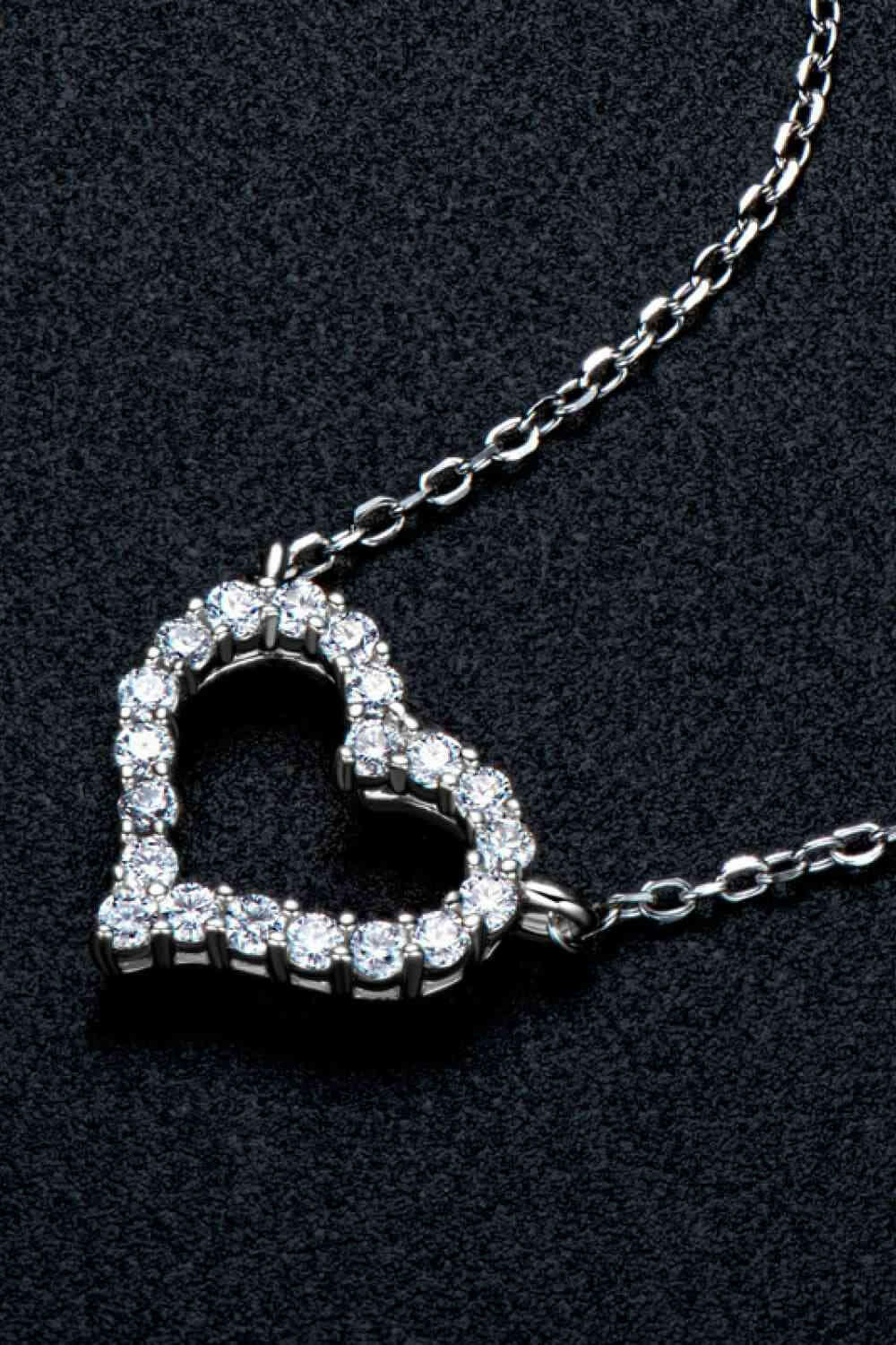 Adored Moissanite Platinum-Plated Heart Necklace.