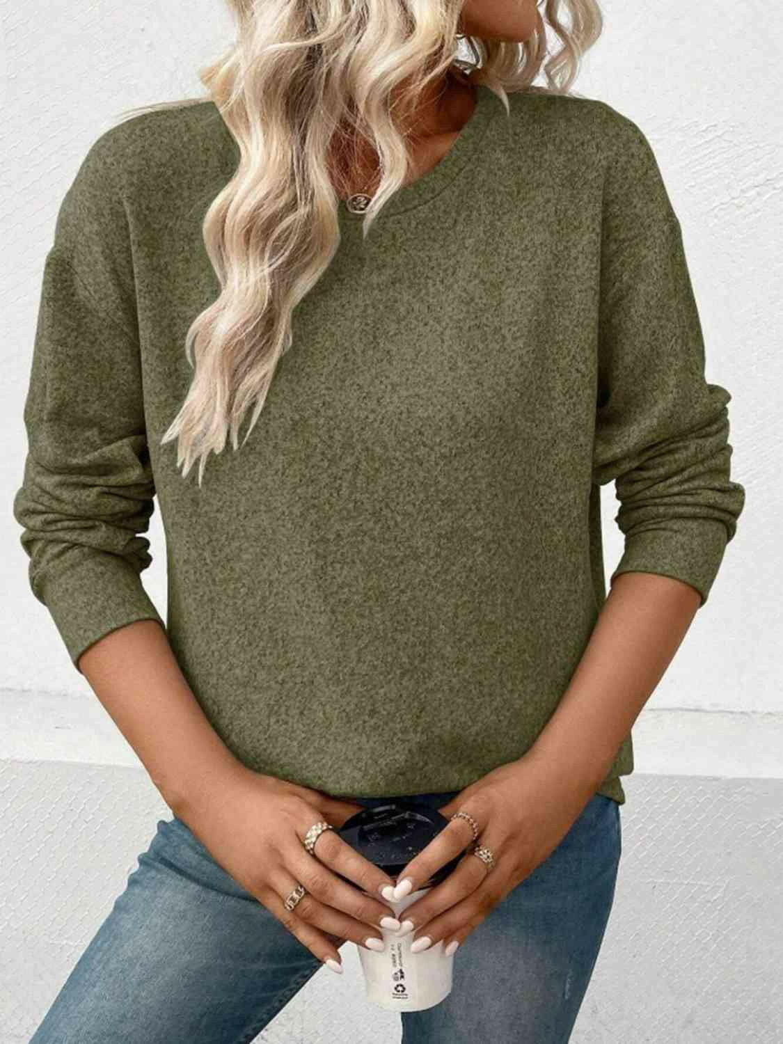 Round Neck Long Sleeve T-Shirt.