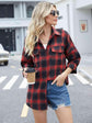 Plaid Collared Neck Button Down Jacket.