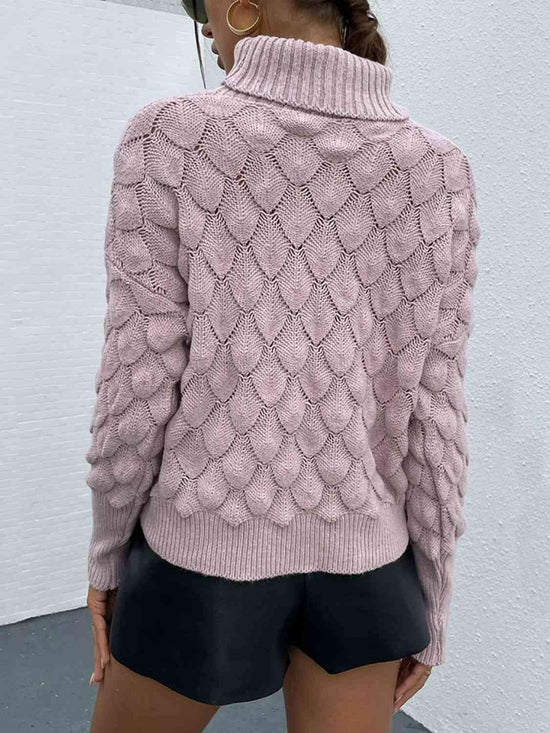 Turtle Neck Ribbed Long Sleeve Sweater.